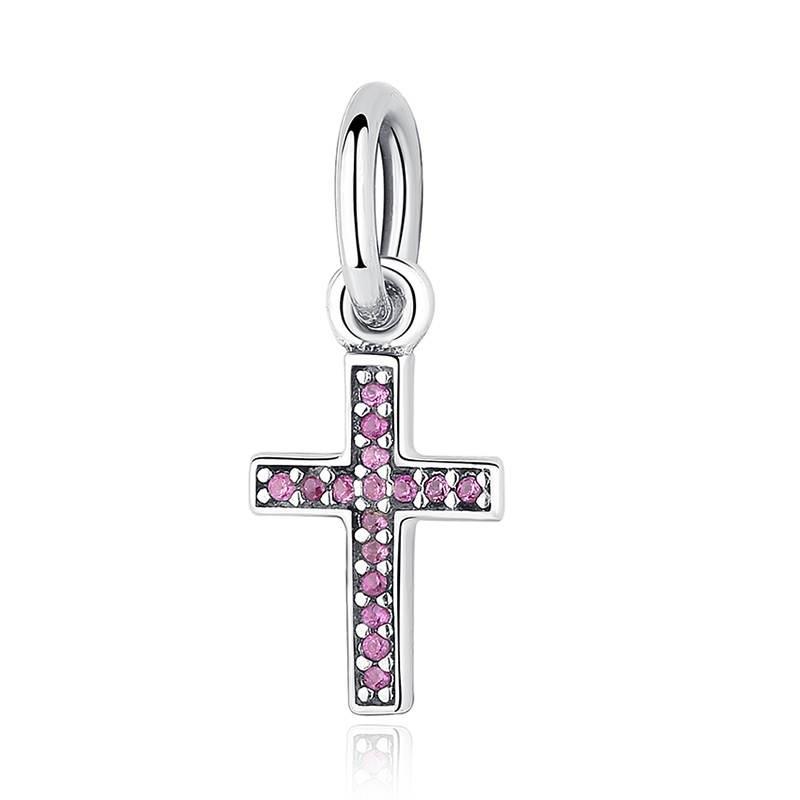 Pinkes Kreuz Charm Anhänger 1 PANDACHARMS Pinkes Kreuz Charm Anhänger, SKU C01068p
