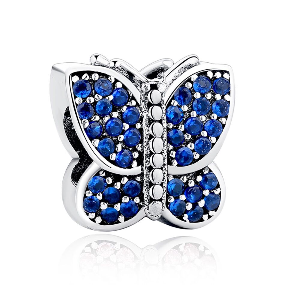 Funkelnder blauer Schmetterling Charm 1 PANDACHARMS Funkelnder blauer Schmetterling Charm, SKU C01015b