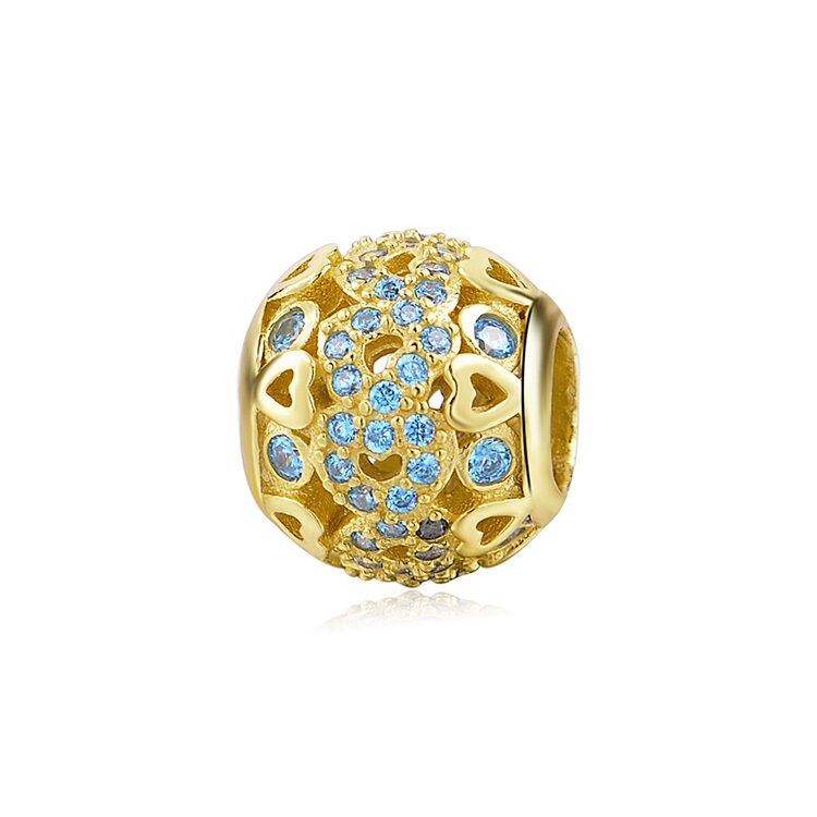 Goldblauer Herzball Charm 1 PANDACHARMS Goldblauer Herzball Charm, SKU C02085