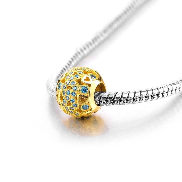 Goldblauer Herzball Charm 3 Goldblauer Herzball Charm