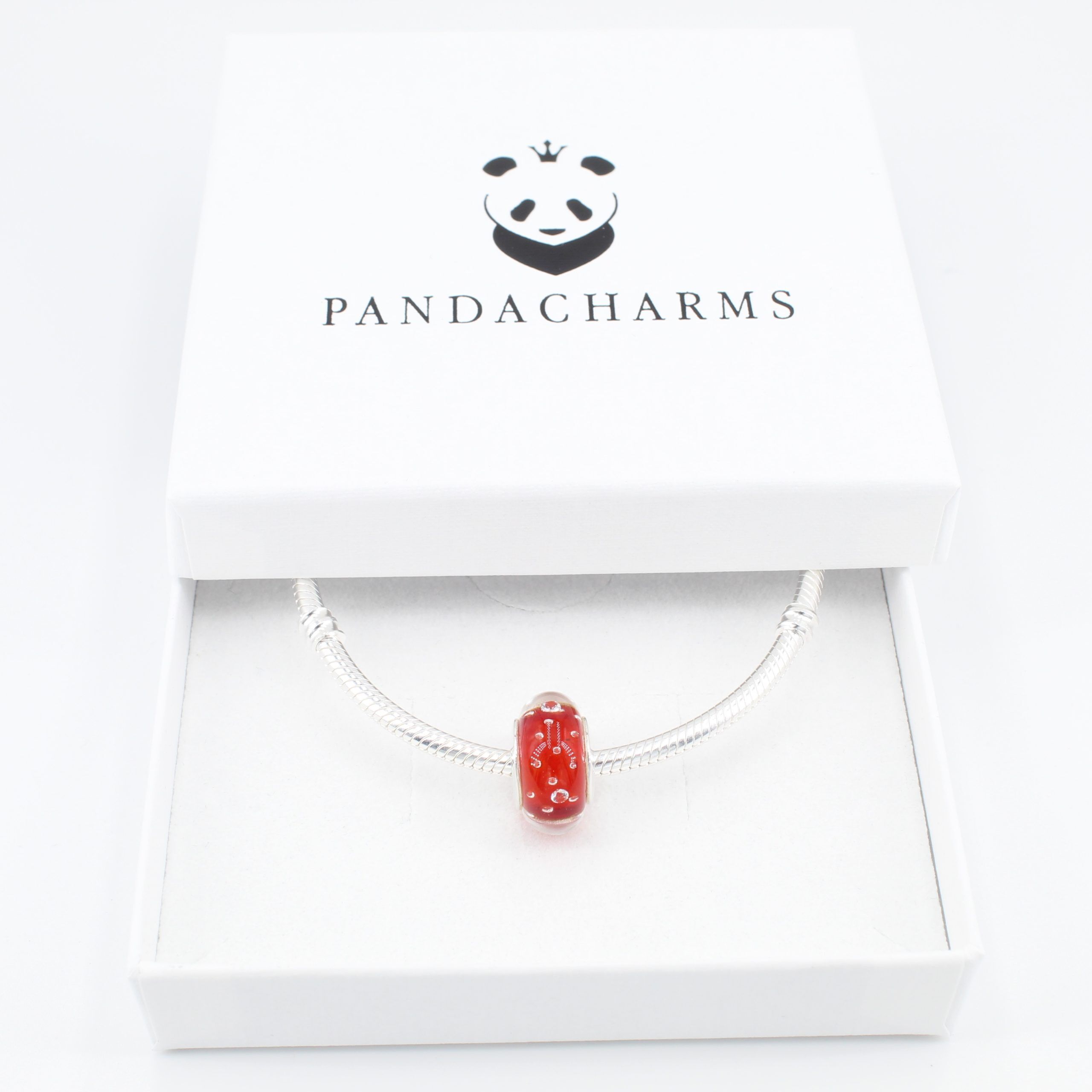 Rote Luftblasen Glas Charm 3 Rote Luftblasen Glas Charm
