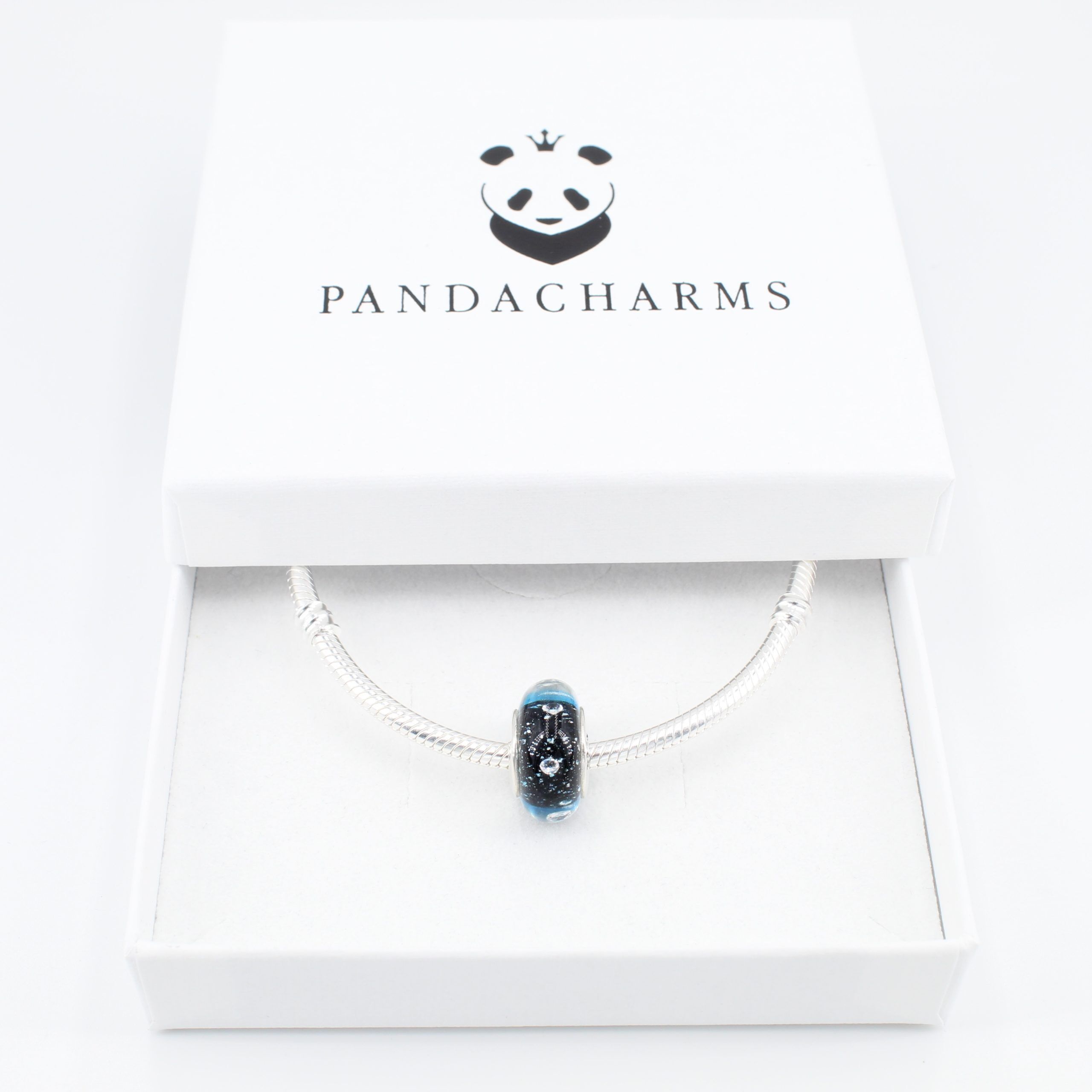 Blauschwarze Luftblasen Glas Charm 3 Blauschwarze Luftblasen Glas Charm