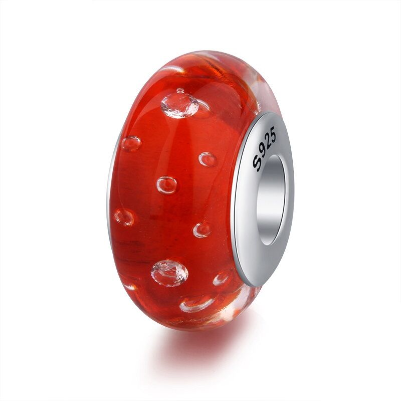 Rote Luftblasen Glas Charm 1 PANDACHARMS Rote Luftblasen Glas Charm, SKU C02052o
