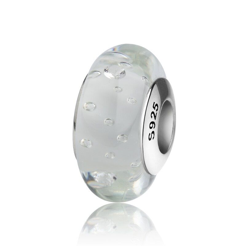 Weiße Luftblasen Glas Charm 1 PANDACHARMS Weiße Luftblasen Glas Charm, SKU C02052w