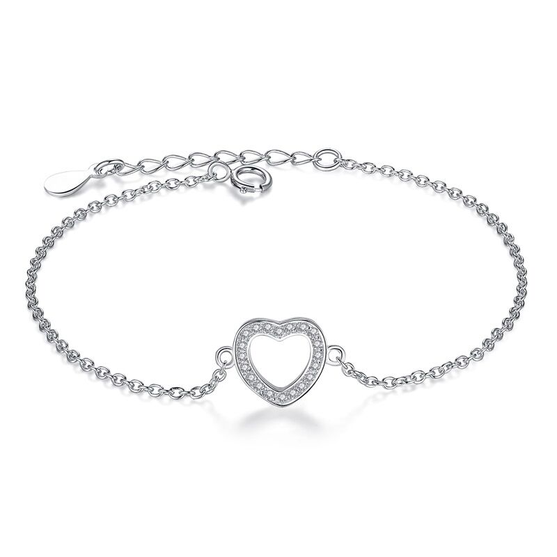 Silber Armband Armkettchen mit Herz 1 PANDACHARMS Silber Armband Armkettchen mit Herz, SKU B01102
