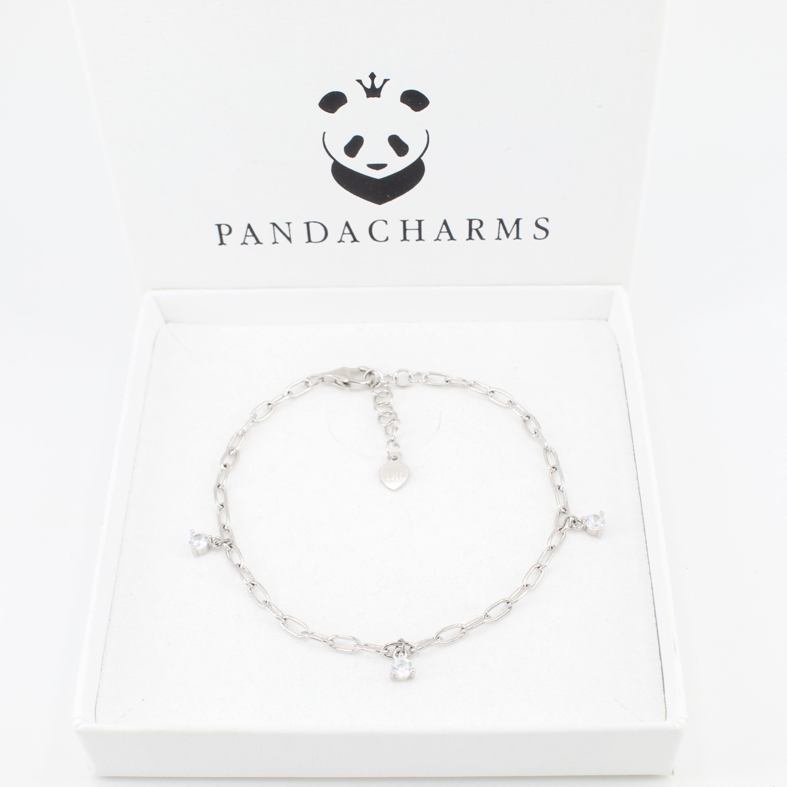 Silber Armband Gliederkettchen mit Steinen 3 Silber Armband Gliederkettchen mit Steinen