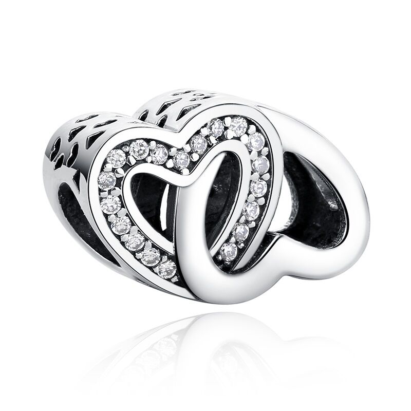 Verschlungene Herzen Weiß Charm 1 PANDACHARMS Verschlungene Herzen Weiß Charm, SKU C01002w